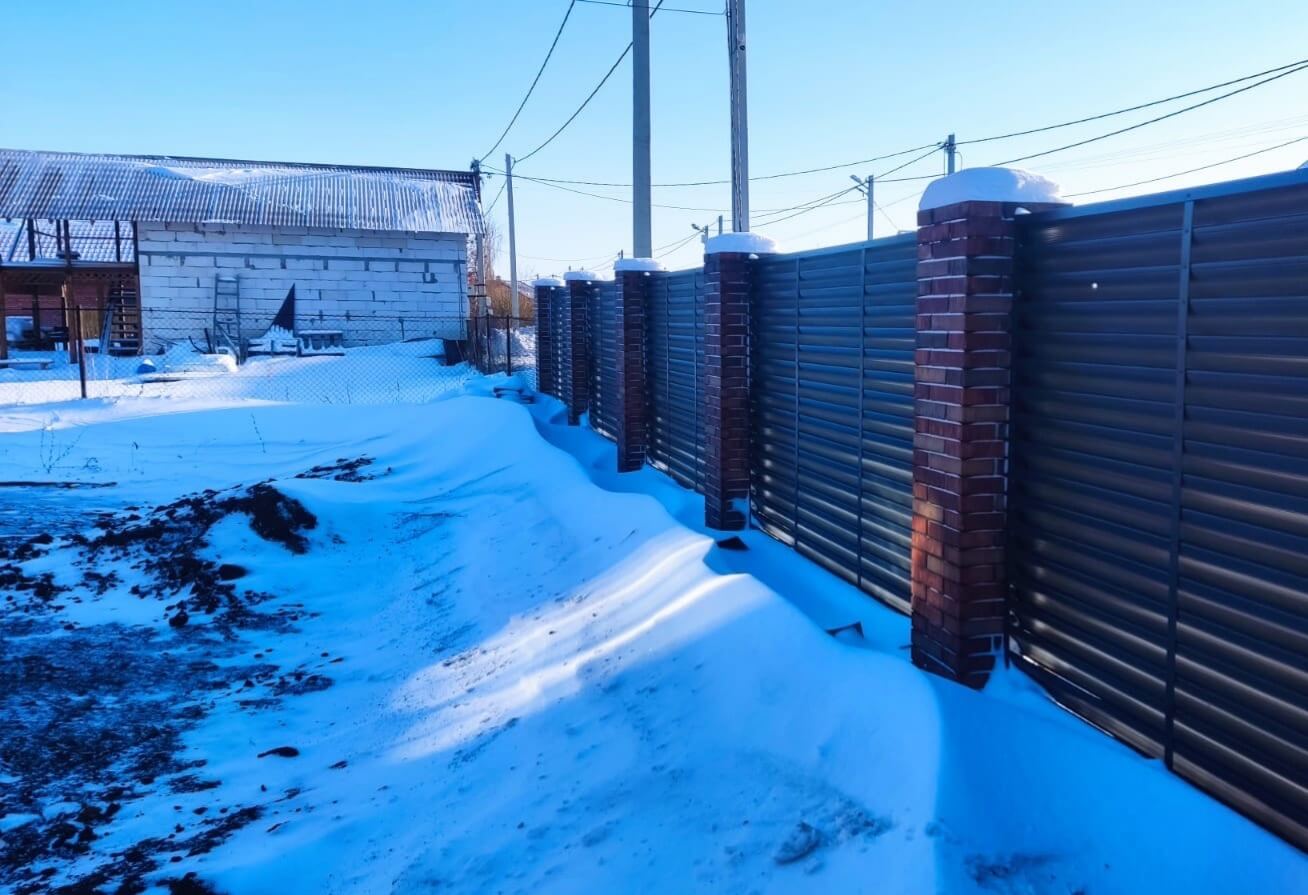 Забор-жалюзи с ламелями еврожалюзи 34м RAL7024/7024 Серый Графит двусторонний фото 1 в Красноярске