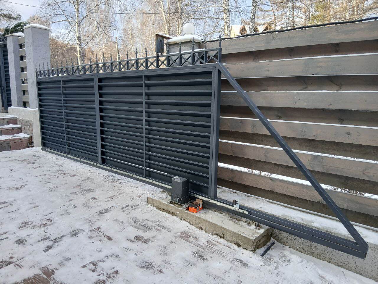 Входная группа из ламелей Хай-Тек RAL7024/7024 Серый Графит двусторонний МАТТЕ фото 23 в Красноярске
